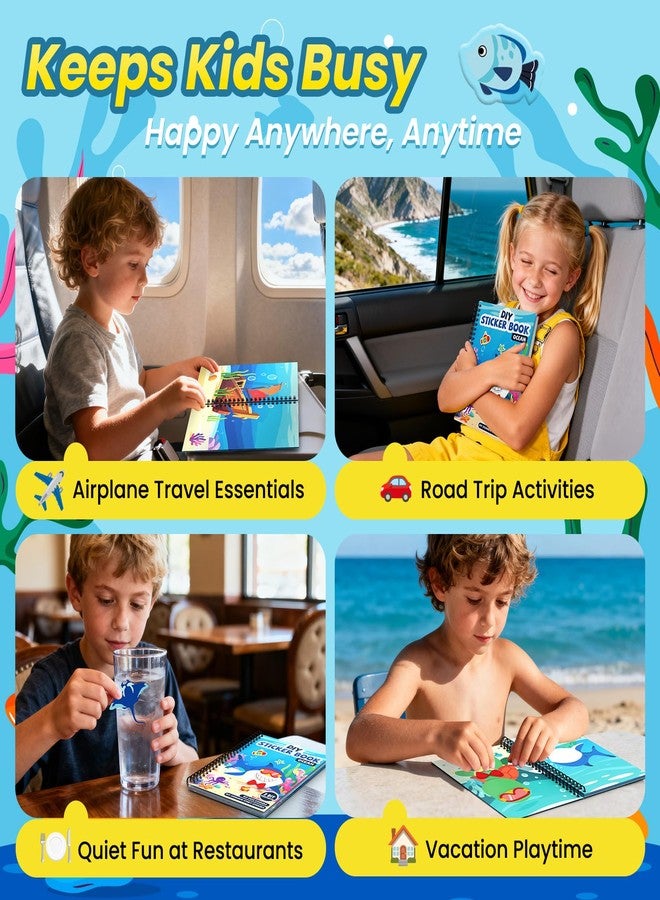 PARTYWIND Ocean Reusable Sticker Book for Toddlers, DIY Make-a-face Animals Fun Jelly Stickers, Washable Puffy Stickers for Kids Toys, Airplane Road Trip Travel Activities Essentials for Kids 3 4 5 Years - Image 5